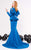 MNM COUTURE - N0315 Cowl Ornate Cutout Long Sleeve Mermaid Gown Evening Dresses