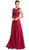 Mock Two Piece Jewel Embroided A-line Prom Dress Dress XXS / Burgundy