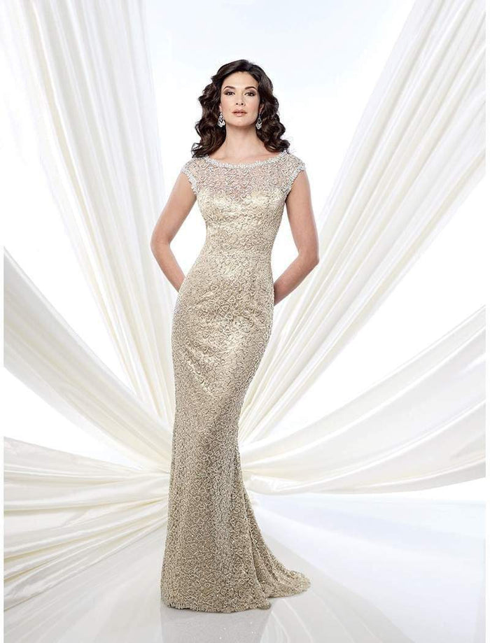 Mon Cheri - 215912 Cap Sleeve Illusion Lace Gown CCSALE 4 / Silver