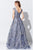 Mon Cheri - Deep V-Neck Embroidered Tulle Ballgown 119D50 - 1 pc Delphinium In Size 16 Available CCSALE