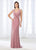 Mon Cheri Draped V-Neck Lace Embellished Gown 118666 - 1 pc Mink in Size 6 Available CCSALE