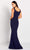 Mon Cheri - Embellished Sleeveless Fitted Sheath Gown 119649 - 1 pc Navy In Size 12 Available CCSALE 12 / Navy