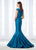 Mon Cheri Fitted Cap Sleeves Stretch Satin Mermaid Gown 118661 - 1 pc Teal in Size 12 Available CCSALE 12 / Teal