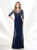 Mon Cheri Hand-beaded Illusion Long Gown in Navy 215919 CCSALE 4 / Navy