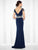 Mon Cheri Illusion Panel Sheath Gown 117624 -  1 Pc Navy in Sizes 4 Available CCSALE