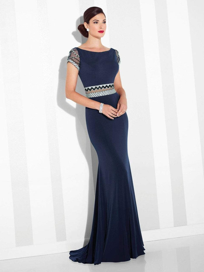 Mon Cheri Illusion Panel Sheath Gown 117624 -  1 Pc Navy in Sizes 4 Available CCSALE 8 / Navy