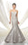 Mon Cheri Strapless Lace Appliqued Mikado Gown CCSALE 10 / Silver