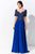 Mon Cheri - V-Neck Beaded Long A-Line Evening Gown 120D04 - 2 pcs Blue Willow In Size 14 and 18 Available CCSALE 14 / Blue Willow