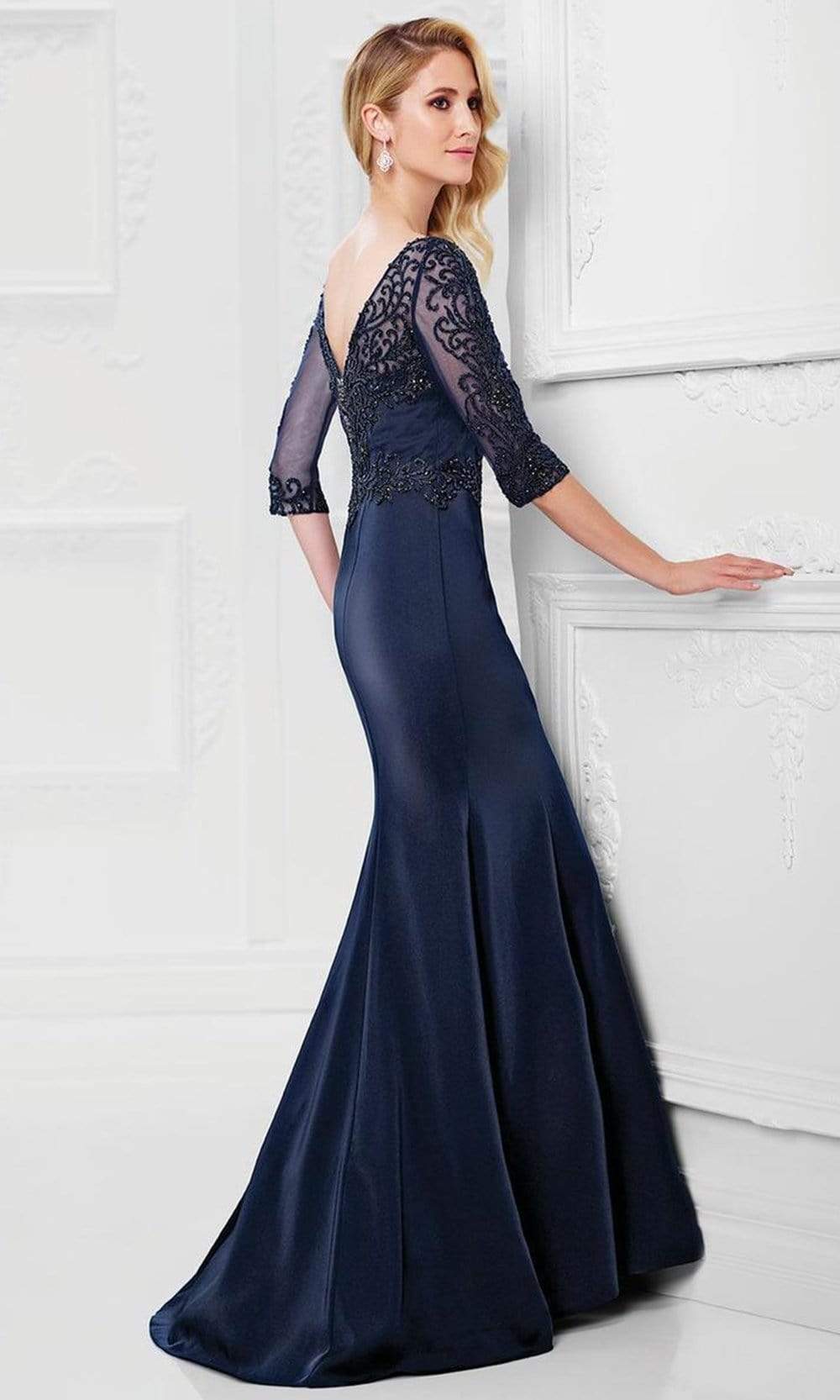 Montage by Mon Cheri - Fit And Flare Gown 117910W - 1 pc Navy In Size ...