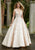 Mori Lee - 43089 Sleeveless V Neck Beaded Lace Appliques Satin Gown Prom Dresses 0 / Champagne