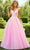 Mori Lee 47044 - Sleeveless Plunging V-neck Evening Gown Special Occasion Dress 00 / Ivory/Pucker Up Pink