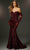 Mori Lee 48021 - Sequined Off-Shoulder Evening Gown Evening Desses 00 / Wine