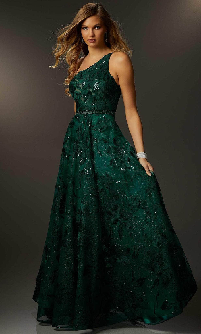 Mori Lee 48060 - Asymmetrical Beaded Prom Gown Prom Dresses 00 / Emerald