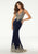 Mori Lee - Sequin Embellished Plunging V-Neck Dress 45024SC - 1 pc Navygold In Size 4 Available CCSALE 4 / Navygold