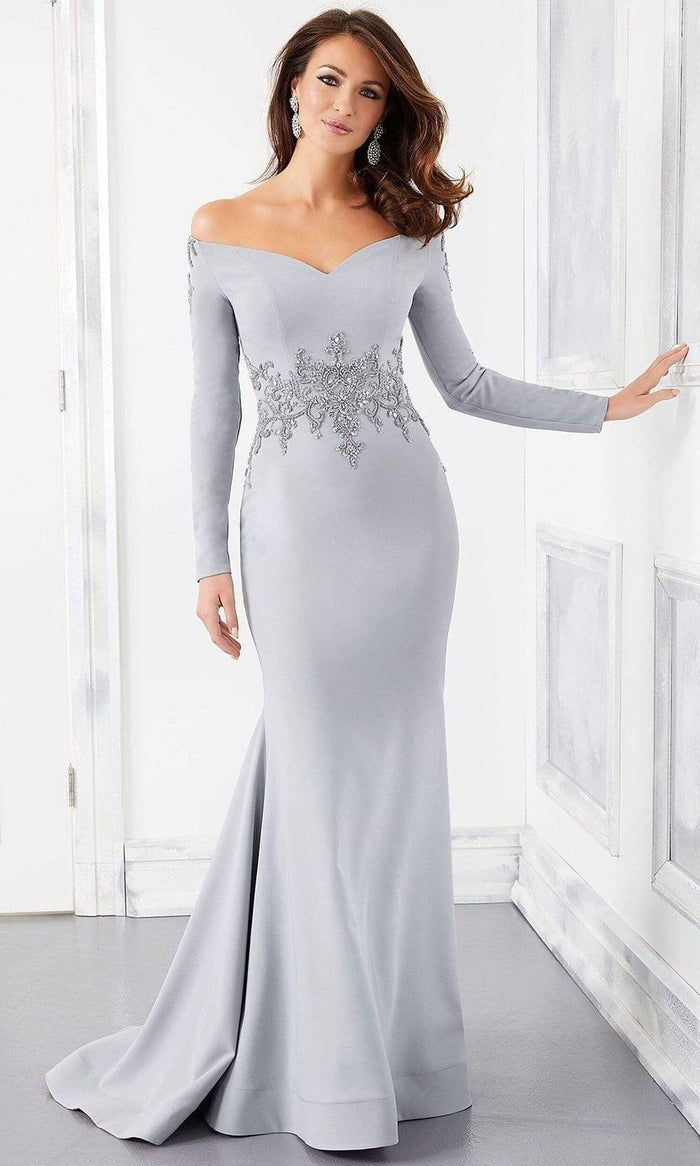 Mori Lee - Sweetheart Off Shoulder Beaded Mermaid Dress 72308SC - 1 pc Silver In Size 8 Available CCSALE 8 / Silver