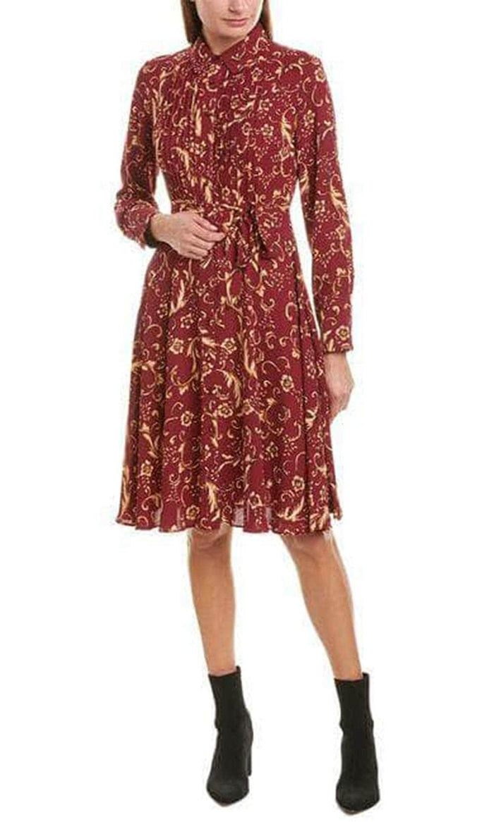 Nanette Nanette Lepore TM9F17120 - Long Sleeved Collared Shirtdress Cocktail Dresses 2 / Berry Gold