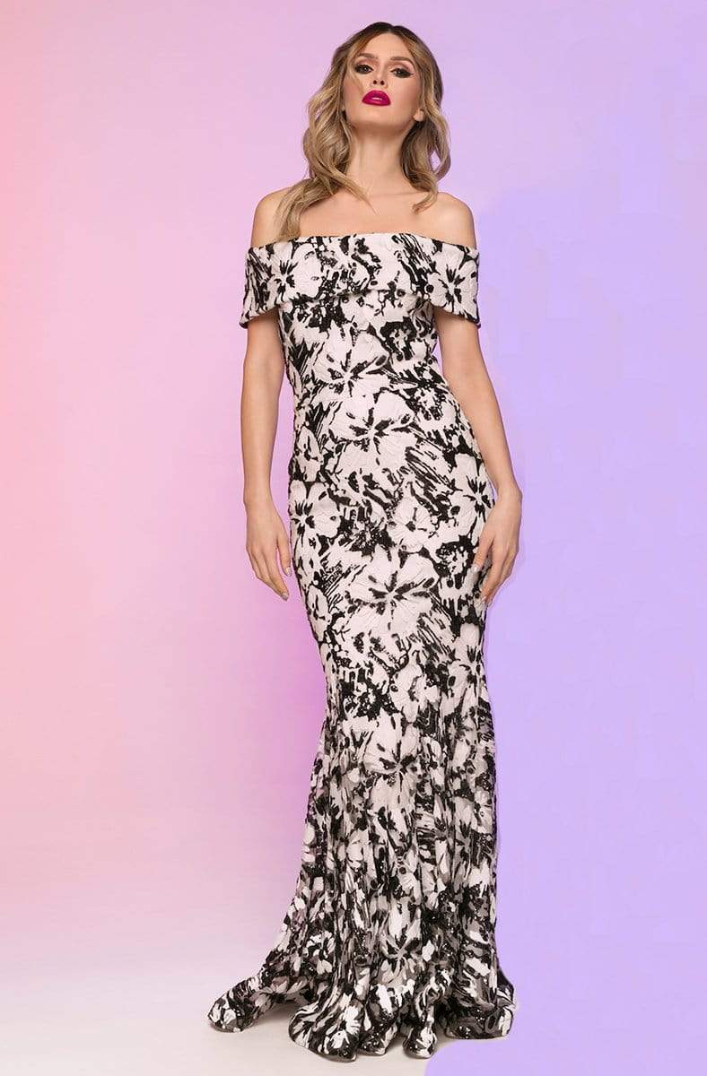 Nicole Bakti - 6759N Off shoulder Floral Print Mermaid Gown – Couture Candy