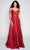 Nina Canacci 4305 - Cold Shoulder Sleeve A-line Gown Special Occasion Dress 0 / Burgundy