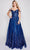 Nina Canacci 4305 - Cold Shoulder Sleeve A-line Gown Special Occasion Dress 0 / Navy