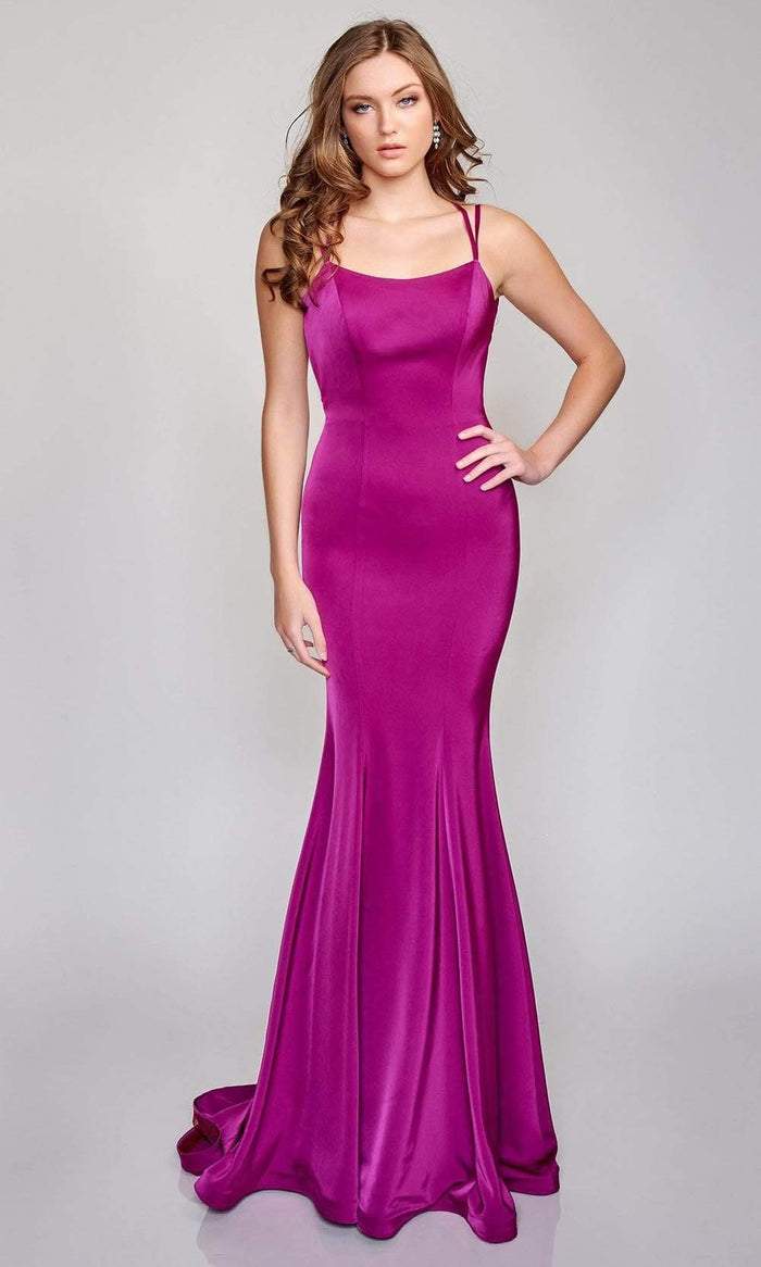 Nina Canacci - 9142 Scoop Back Mermaid Gown Special Occasion Dress 0 / Magenta