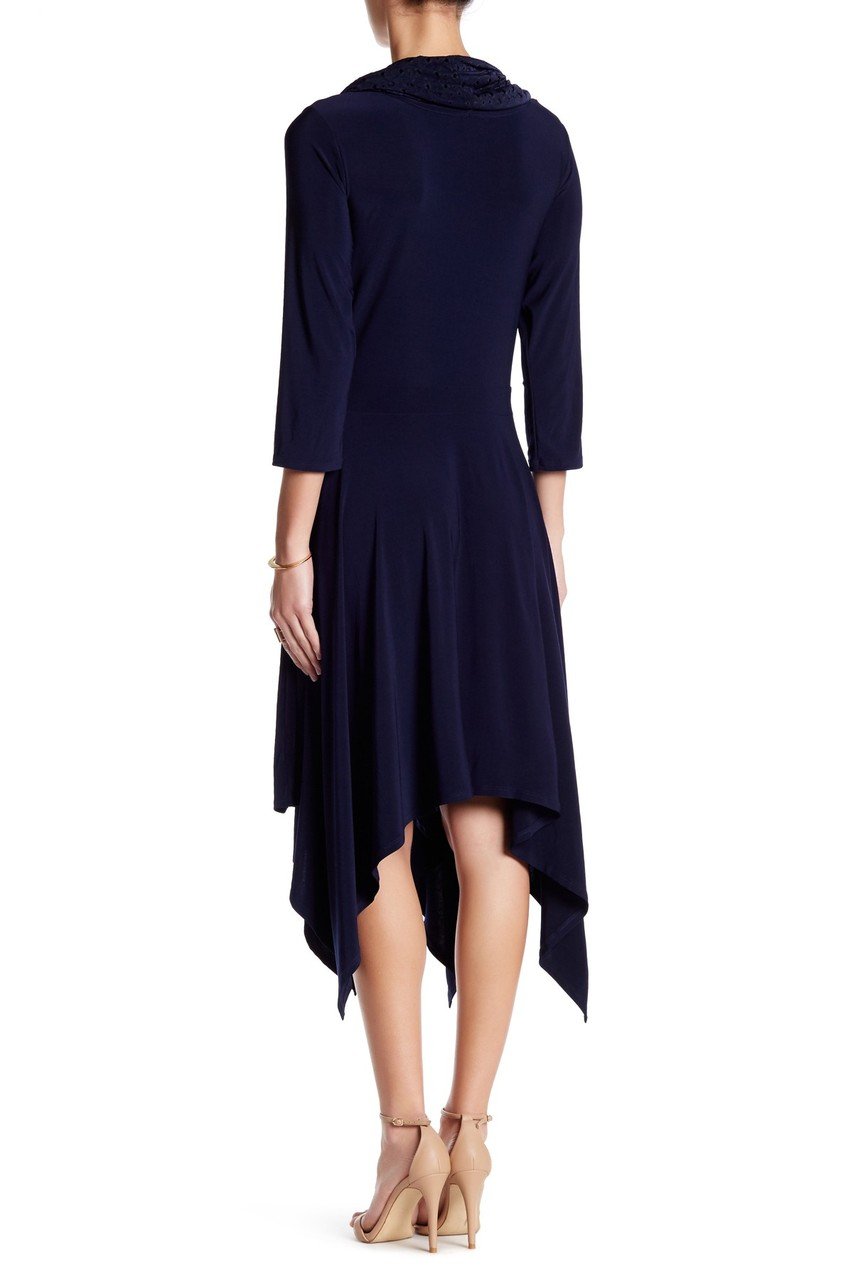 Nina Leonard - L48290BT Quarter Sleeve Flutter Hem Dress – Couture
