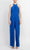 Nina Leonard L9703B - Cross Halter Jumpsuit Formal Pantsuits L / Deep Sapphire