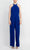 Nina Leonard L9703B - Cross Halter Jumpsuit Formal Pantsuits M / Classic Blue