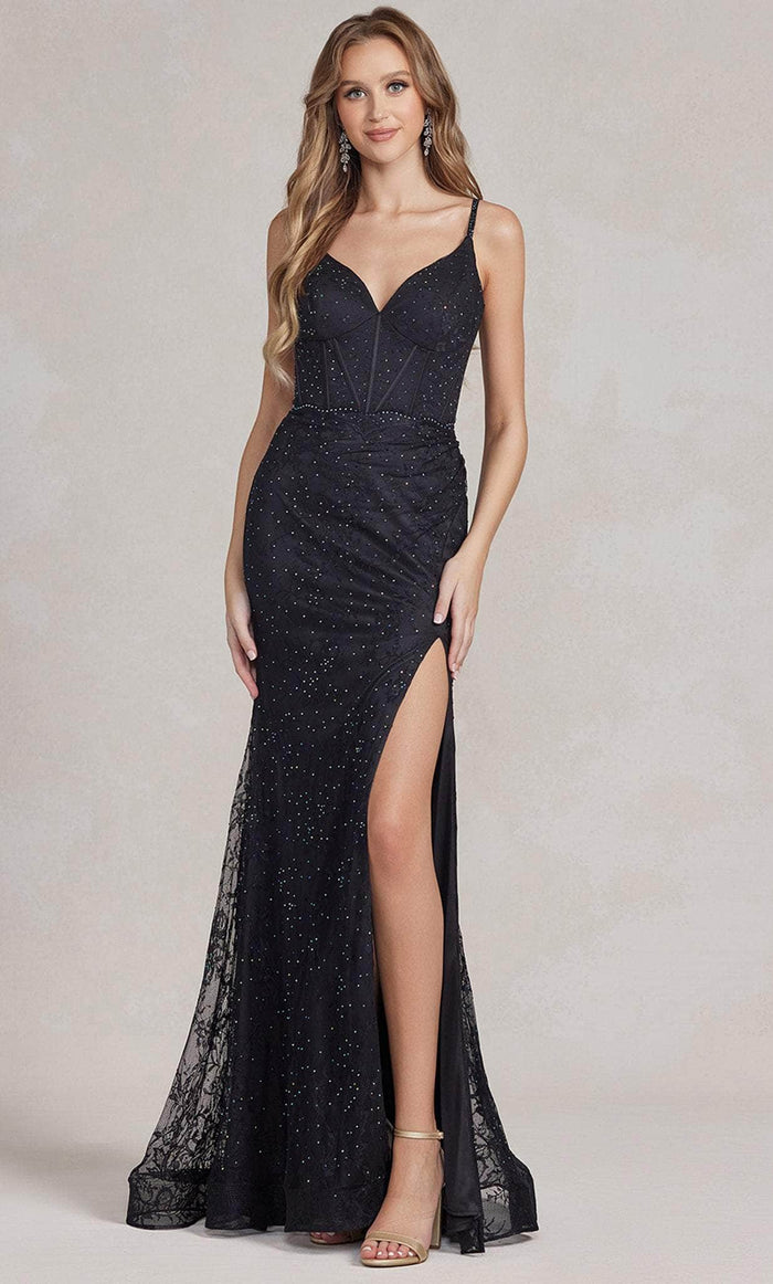 Nox Anabel B1145 - Beaded Lace Prom Dress Pageant Dresses 00 / Black