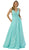 Nox Anabel - E156P Deep V-neck Pleated A-line Dress Special Occasion Dress 4XL / Mint Green