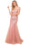 Nox Anabel - J325 Off Shoulder Lace Appliqued Trumpet Gown Prom Dresses 4 / Rose