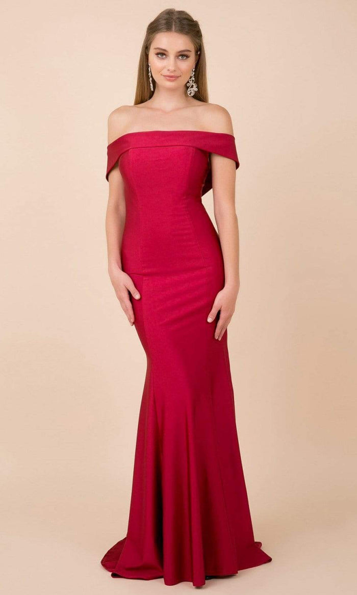 Nox Anabel - N295 Off-Shoulder Fitted Trumpet Dress Evening Dresses XS / Dark Red