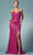 Nox Anabel R1031 - Beaded Cowl Prom Dress with Slit Prom Dresses 2 / Fuchsia