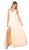 Nox Anabel - R275 Plunging V-neck A-line Dress With Slit Prom Dresses XS / Light Gold