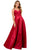 Nox Anabel - T406 Strappy Open Back Sleeveless Satin A-Line Gown Prom Dresses 4 / Burgundy