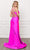 Nox Anabel - T481 Spaghetti Strap Scoop Neck High Slit Chiffon Gown Evening Dresses