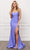 Nox Anabel - T481 Spaghetti Strap Scoop Neck High Slit Chiffon Gown Evening Dresses 2 / Lavender