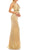 Odrella - 4767 Sleeveless Empire Waist Metallic Rib Sheath Gown Special Occasion Dress