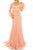 Odrella - 7Y1090 Bishop Sleeve Embroidered Mesh Jacquard Gown Evening Dresses 0 / Salmon