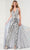 Panoply - 14107 Sequin Halter Jumpsuit With Overskirt Special Occasion Dress 0 / Silver