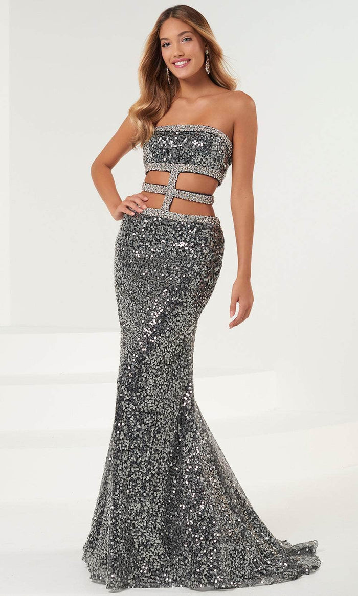 Panoply - 14114 Strapless Multi-Cutout Sequin Gown Special Occasion Dress 0 / Black