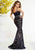 Panoply - Sequined Illusion Bateau Fitted Gown 14872 CCSALE 6 / Navy/Nude