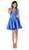 Poly USA - 7894 Sleeveless Deep V-Neck Mikado A-Line Cocktail Dress Special Occasion Dress XS / Cobalt