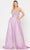 Poly USA 8414 - Sequined Fitted Bodice Glittered A-Line Gown Prom Dresses XS / Pink-Lilac