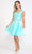 Poly USA - 8416 Cap Sleeve Embellished Waist Short Dress Cocktail Dresses XS / Aqua