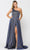 Poly USA 8430 - Asymmetrical One-Shoulder Neckline Glittered Gown Prom Dresses XS / Royal