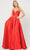 Poly USA 8688 - V-Neck Lace-Up Back Evening Gown Prom Dresses