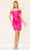 Poly USA 8942 - Satin Corset Cocktail Dress Cocktail Dresses XS / Fuchsia