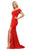 Poly USA Off Shoulder Mermaid Jersey Dress with Slit 8258 CCSALE XL / Red