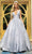 Portia and Scarlett - Cinderella Plunging Glitter Ballgown Special Occasion Dress 0 / Silver