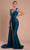 Portia and Scarlett - Ps21169 Applique Ornate High Slit Gown Special Occasion Dress 18 / Teal